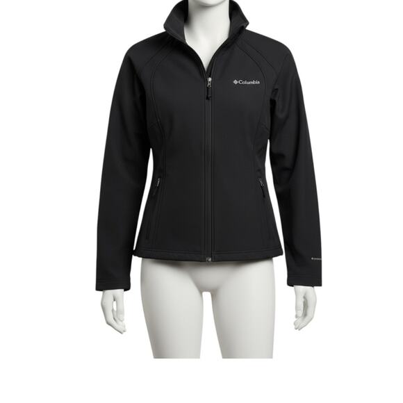 Columbia Softshell Jacket Women Black Full Zip Sz M Wind Water Resistant Pockets - Picture 1 of 13